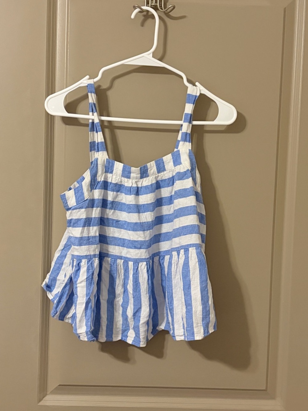 LOFT Blue and White Striped Sleeveless Top
